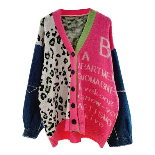 Long Sleeve Letter Print Casual Hipster Wild Streetwear Elastic Cardigan
