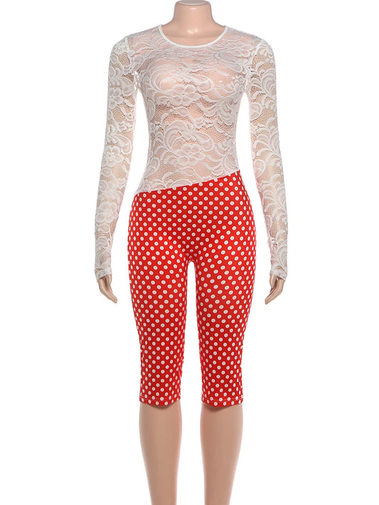 Patchwork Backless Dot Print Tight Midnight Hipster Playsuit