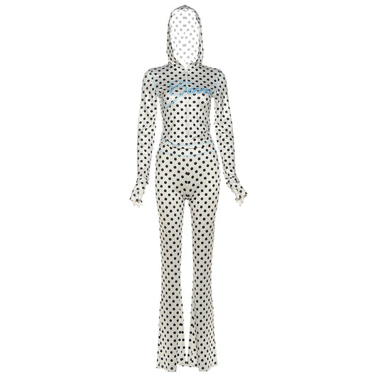 Polka Dot Letter Print Two Piece Set  Tracksuit